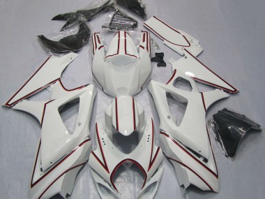 Weiß Mit Rotem Nadelstreifen 2007-2008 GSXR 1000 Motorrad Verkleidung