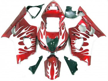Weiß & Rot Flamme 2003-2004 GSXR 1000 Motorrad Verkleidung