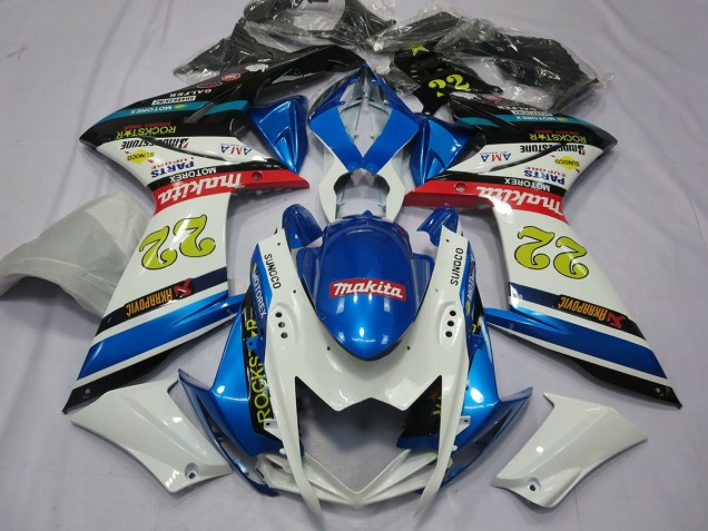 22 Weiß & Blau 2007-2008 GSXR 1000 Motorrad Verkleidung 22 Weiß & Blau 2007-2008 GSXR 1000 Motorrad Verkleidung