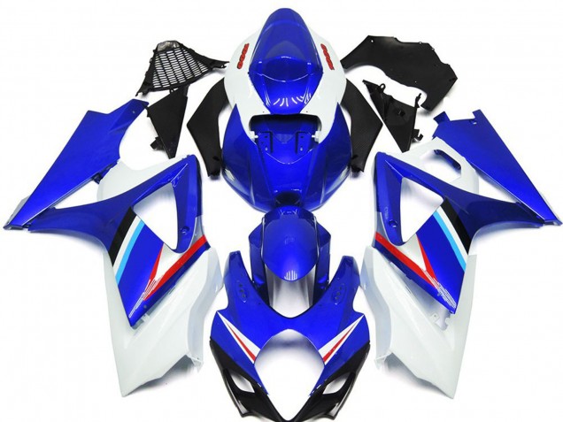 Blau & Glänzend Weiß 2007-2008 GSXR 1000 Motorrad Verkleidung