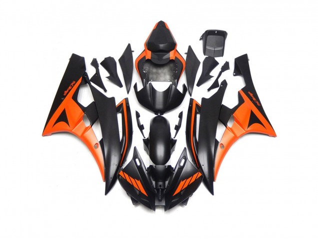 Custom Matt Schwarz & Orange 2006-2007 R6 Motorrad Verkleidung