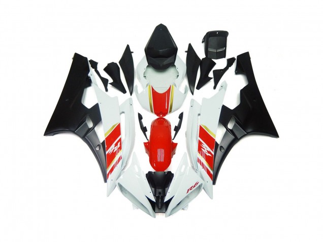 Custom Matt Schwarz & Rot Mit Weiß 2006-2007 R6 Motorrad Verkleidung
