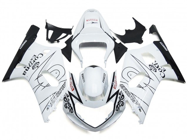 Glänzend Weiß Corona & Schwarz 2001-2003 GSXR 600-750 Motorrad Verkleidung