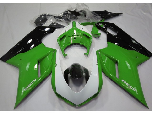 Glänzend Grün & Weiß 2007-2014 Ducati 848 1098 1198 Motorrad Verkleidung