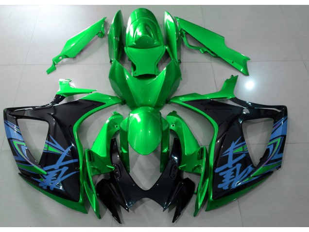 Glänzend Grün & Schwarz 2006-2007 GSXR 600-750 Motorrad Verkleidung