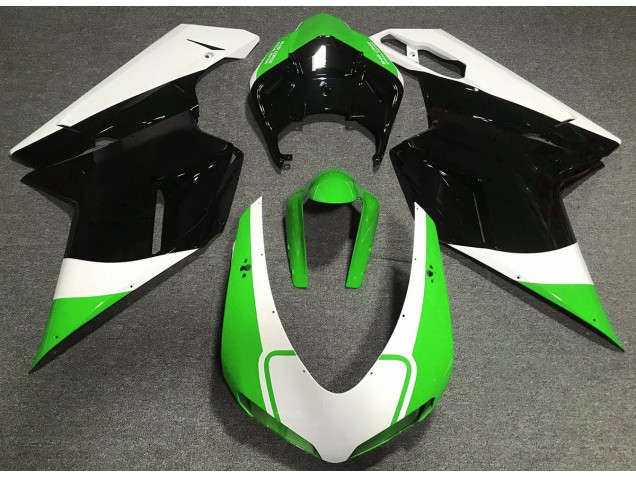 Glänzend Grün Weiß & Schwarz 2007-2014 Ducati 848 1098 1198 Motorrad Verkleidung