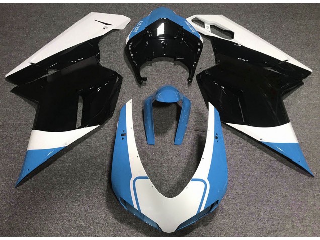 Glänzend Hellblau Weiß & Schwarz 2007-2014 Ducati 848 1098 1198 Motorrad Verkleidung
