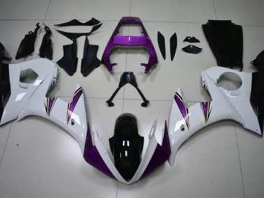 Glänzend Weiß & Lila Akzente 2003-2004 R6 Motorrad Verkleidung