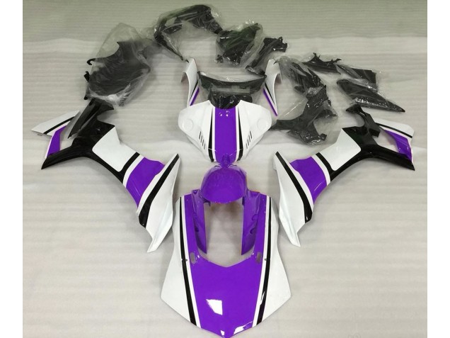 Glänzend Weiß Lila & Schwarz 2015-2019 R1 Motorrad Verkleidung