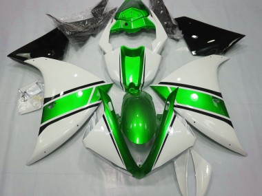 Glänzend Weiß & Metallic Grün 2009-2011 R1 Motorrad Verkleidung