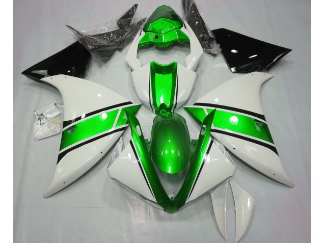 Glänzend Weiß & Metallic Grün 2009-2011 R1 Motorrad Verkleidung