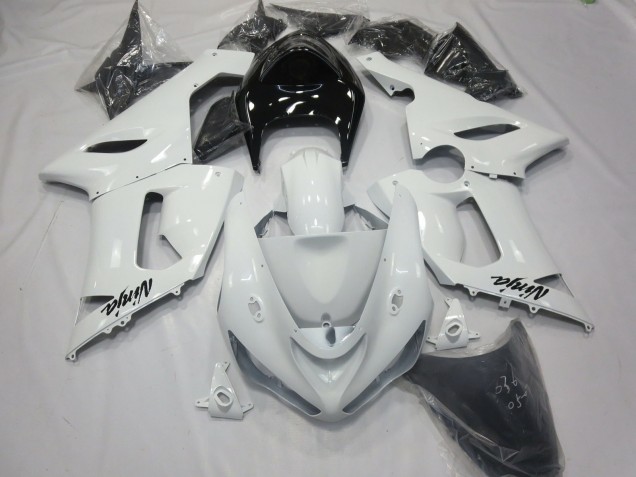 Glänzend Weiß Mit Schwarzem Heck 2005-2006 ZX6R Motorrad Verkleidung