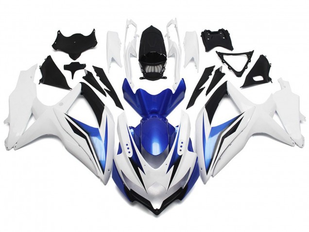 Glänzend Weiß Mit Silber & Blau 2008-2010 GSXR 600-750 Motorrad Verkleidung
