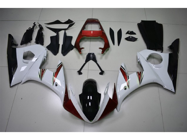 Glänzend Weiß & Rot Akzente 2003-2004 R6 Motorrad Verkleidung