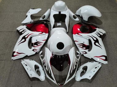 Glänzend Weiß & Rot Flamme 2008-2020 GSXR 1300 Motorrad Verkleidung