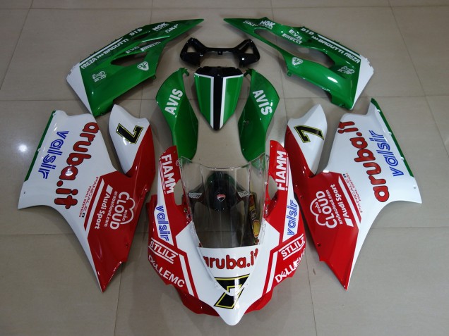 Glänzend Weiß / Rot / Grün 2011-2014 Ducati 1199 Motorrad Verkleidung