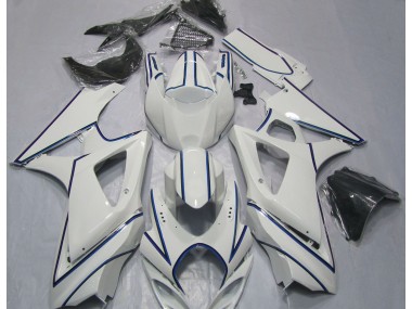 Glänzend Weißer Blauer Nadelstreifen 2007-2008 GSXR 1000 Motorrad Verkleidung
