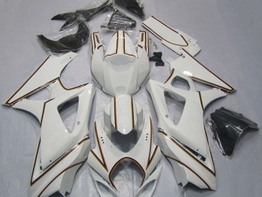 Glänzend Weißer Oranger Nadelstreifen 2007-2008 GSXR 1000 Motorrad Verkleidung