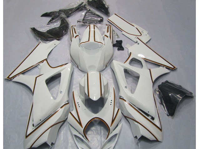 Glänzend Weißer Oranger Nadelstreifen 2007-2008 GSXR 1000 Motorrad Verkleidung