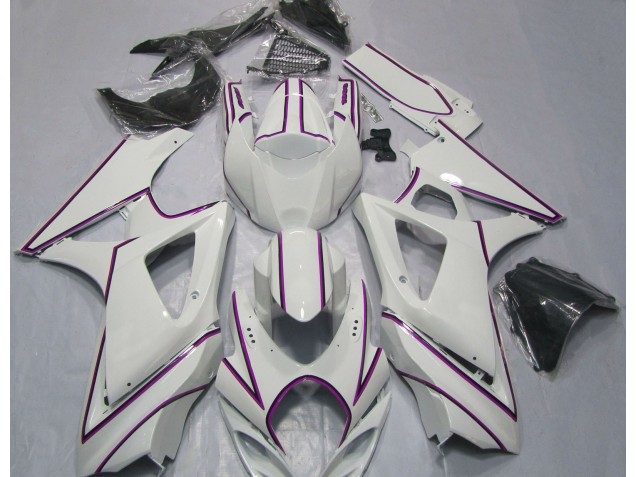 Glänzend Weißer Rosa Nadelstreifen 2007-2008 GSXR 1000 Motorrad Verkleidung