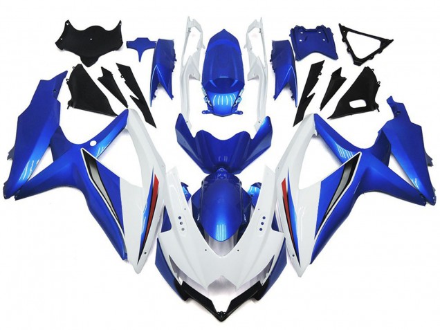 Glänzendes Glänzend Weiß Mit Silber & Blau 2008-2010 GSXR 600-750 Motorrad Verkleidung