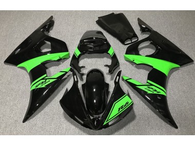 Glänzendes Schwarz & Grün 2003-2004 R6 Motorrad Verkleidung