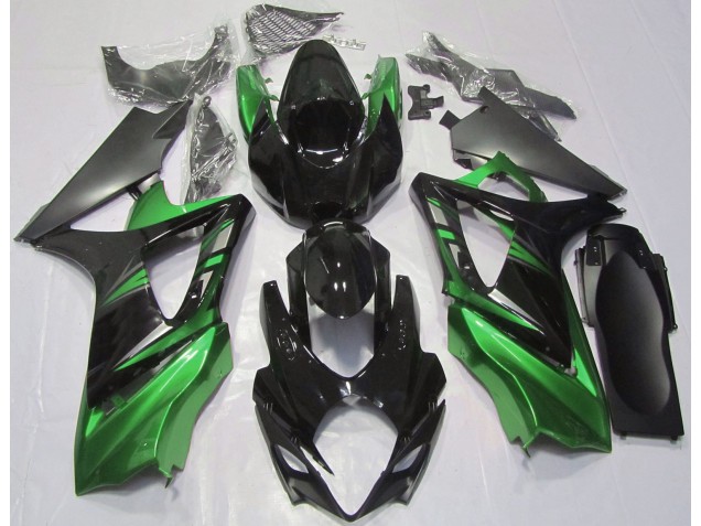 Glänzendes Schwarz & Grün 2007-2008 GSXR 1000 Motorrad Verkleidung