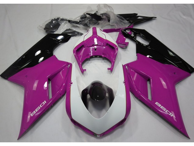 Glanzrosa & Weiß 2007-2014 Ducati 848 1098 1198 Motorrad Verkleidung