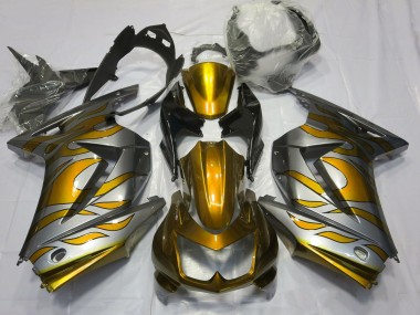 Gold & Silber Flamme 2008-2012 Ninja 250 Motorrad Verkleidung