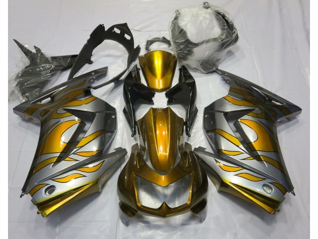 Gold & Silber Flamme 2008-2012 Ninja 250 Motorrad Verkleidung