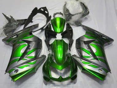 Grün & Silber Flamme 2008-2012 Ninja 250 Motorrad Verkleidung