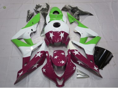 Grüne & Kastanienbraune Sterne & Streifen 2007-2008 CBR600RR Motorrad Verkleidung