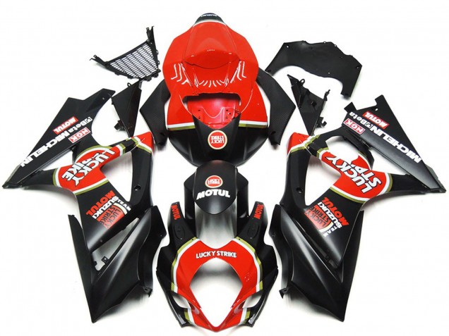 Leuchtend Matt Schwarz Benutzerdefiniert Lucky Strike 2007-2008 GSXR 1000 Motorrad Verkleidung