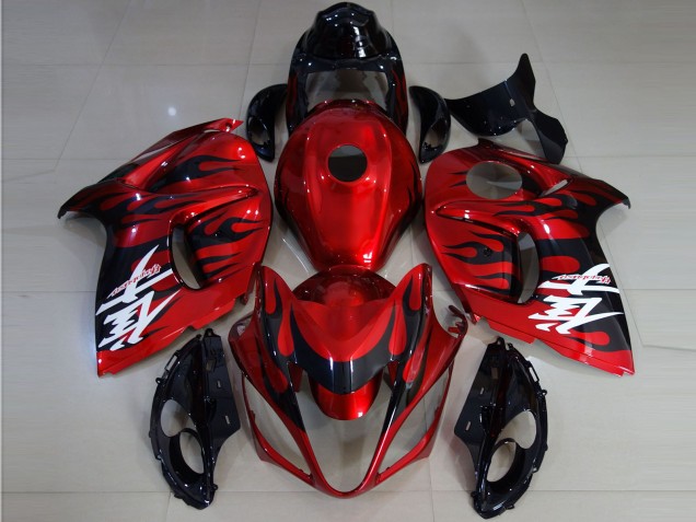 Leuchtend Rot & Flamme 2008-2020 GSXR 1300 Motorrad Verkleidung