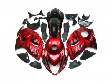 Leuchtend Rot Mit Schwarz Flamme 2008-2020 GSXR 1300 Motorrad Verkleidung