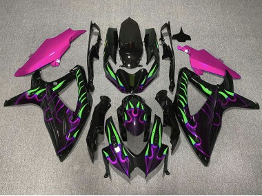 Lila & Grün Flamme 2008-2010 GSXR 600-750 Motorrad Verkleidung