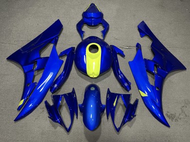 Logos In Glänzendem Blau & Warngelb 2006-2007 R6 Motorrad Verkleidung