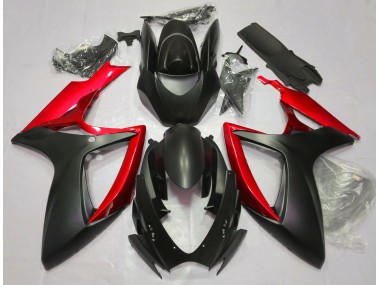 Matt Schwarz & Rot 2006-2007 GSXR 600-750 Motorrad Verkleidung