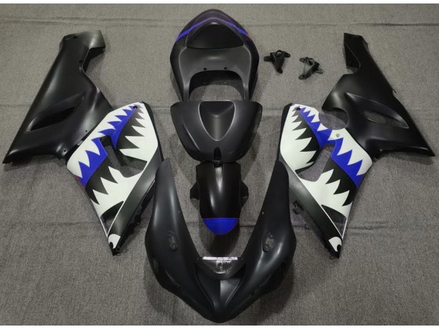Matt Schwarzer & Blauer Hai 2005-2006 ZX6R Motorrad Verkleidung