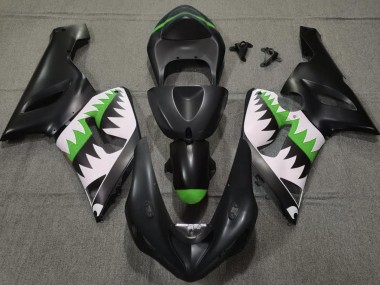 Matt Schwarzer & Grüner Hai 2005-2006 ZX6R Motorrad Verkleidung