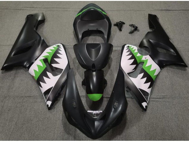 Matt Schwarzer & Grüner Hai 2005-2006 ZX6R Motorrad Verkleidung