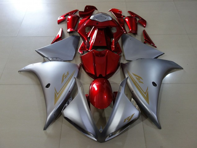 Matt Silber & Rot Glänzend 2009-2011 R1 Motorrad Verkleidung