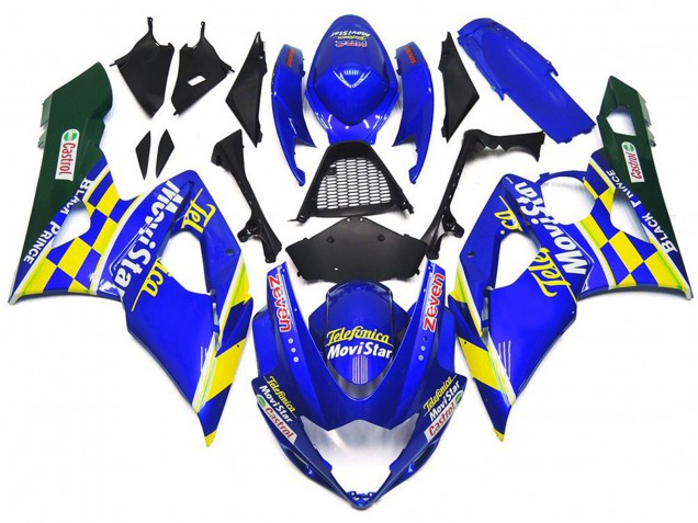 Movistar Blau & Gelb Kariert 2005-2006 GSXR 1000 Motorrad Verkleidung