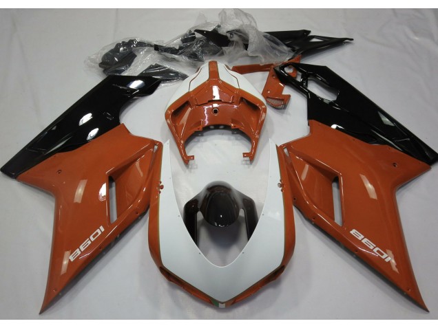 Orange Glänzend & Weiß 2007-2014 Ducati 848 1098 1198 Motorrad Verkleidung