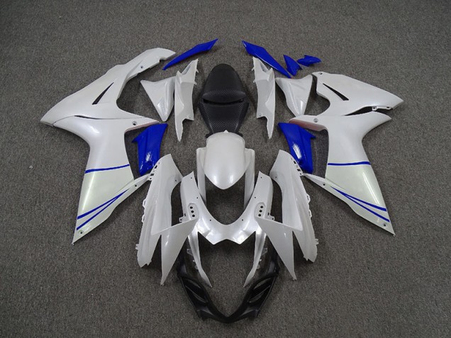 Perlweiß & Tiefes Blau 2011-2024 GSXR 600-750 Motorrad Verkleidung