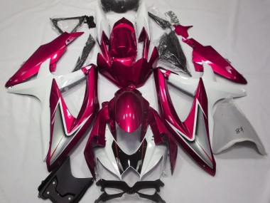Rot Glänzend & Weiß 2008-2010 GSXR 600-750 Motorrad Verkleidung