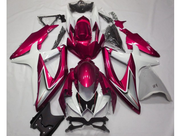 Rot Glänzend & Weiß 2008-2010 GSXR 600-750 Motorrad Verkleidung