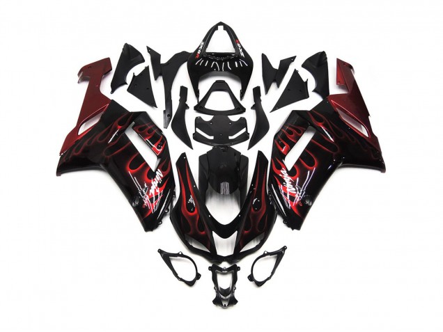 Rot Glänzend Flamme 2007-2008 ZX6R Motorrad Verkleidung