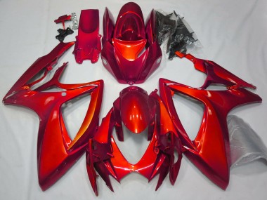 Rot Glänzend Schlichte Design 2006-2007 GSXR 600-750 Motorrad Verkleidung