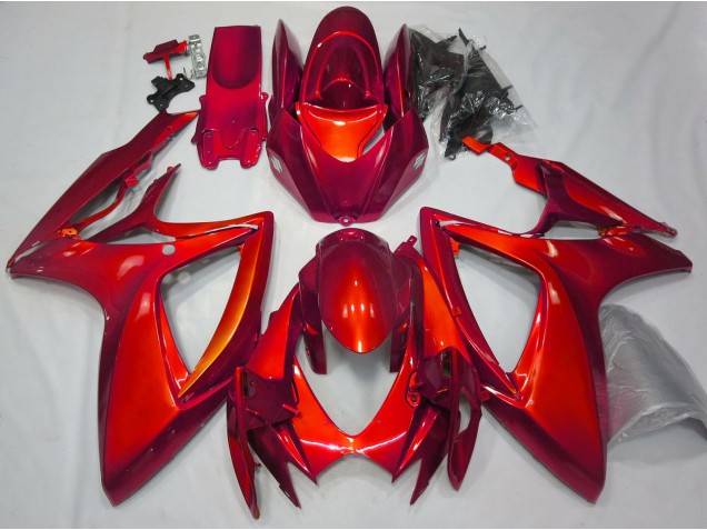 Rot Glänzend Schlichte Design 2006-2007 GSXR 600-750 Motorrad Verkleidung